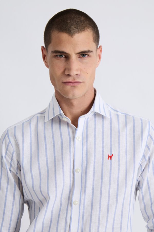 Williot Camisa de linho com riscas n&aacute;uticas Azul