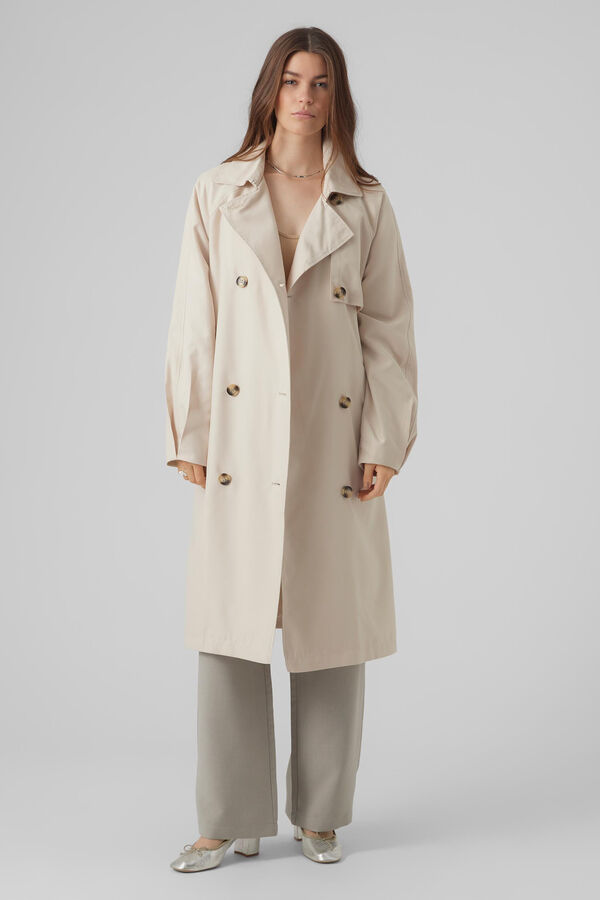 Cortefiel Long double-button trench coat Grey