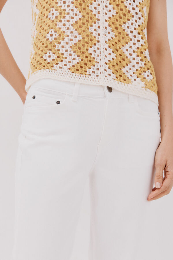 Cortefiel Straight cropped jeans White