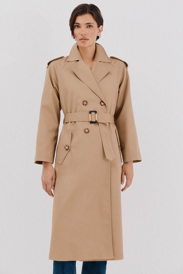 Cortefiel Long trench coat Beige