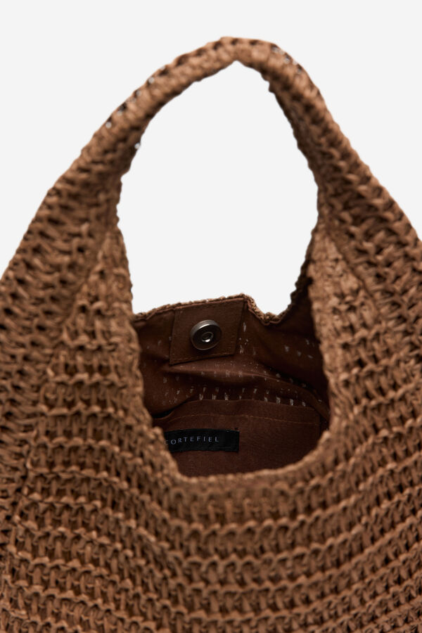 Cortefiel Braided hobo bag Dark brown