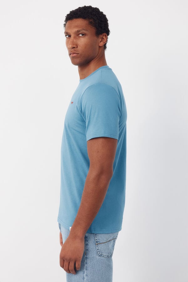 Cortefiel Embroidered T-shirt Blue