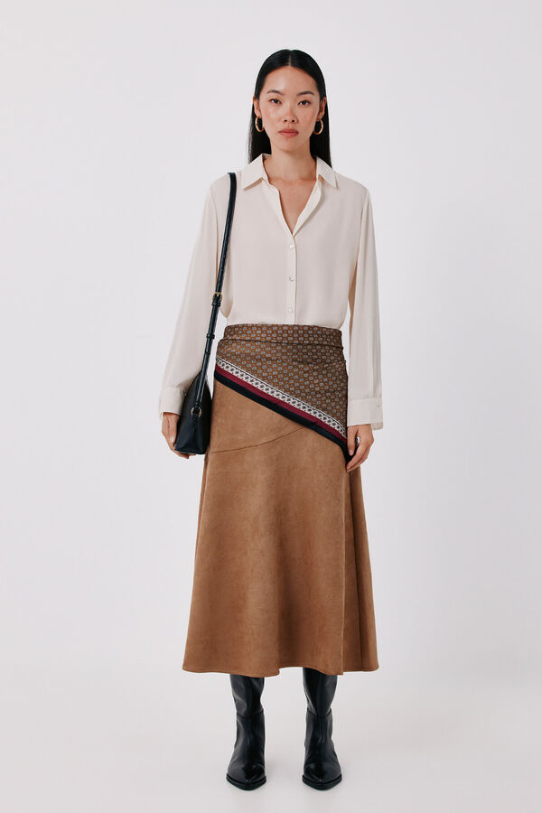 Cortefiel Crepe fluid shirt Ivory