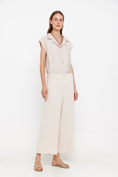 Cortefiel Fluid ankle-length trousers Nude
