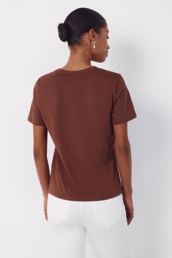 Cortefiel Printed t-shirt Brown