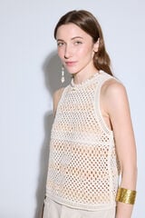 Slowlove Top de crochet riscas Ecru