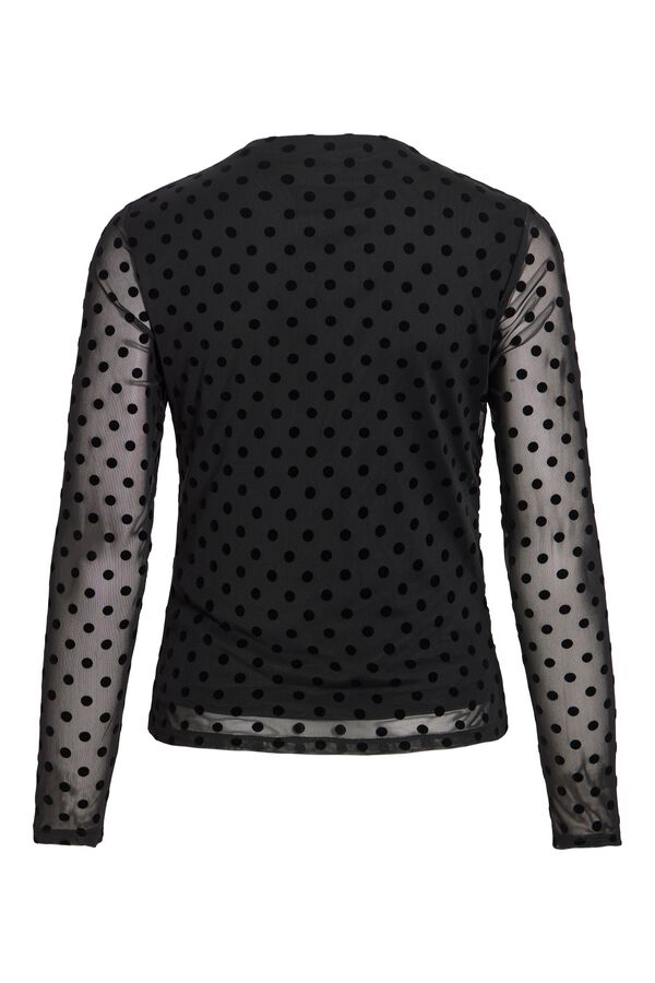 Vila T-shirt de tule com bolinhas Preto