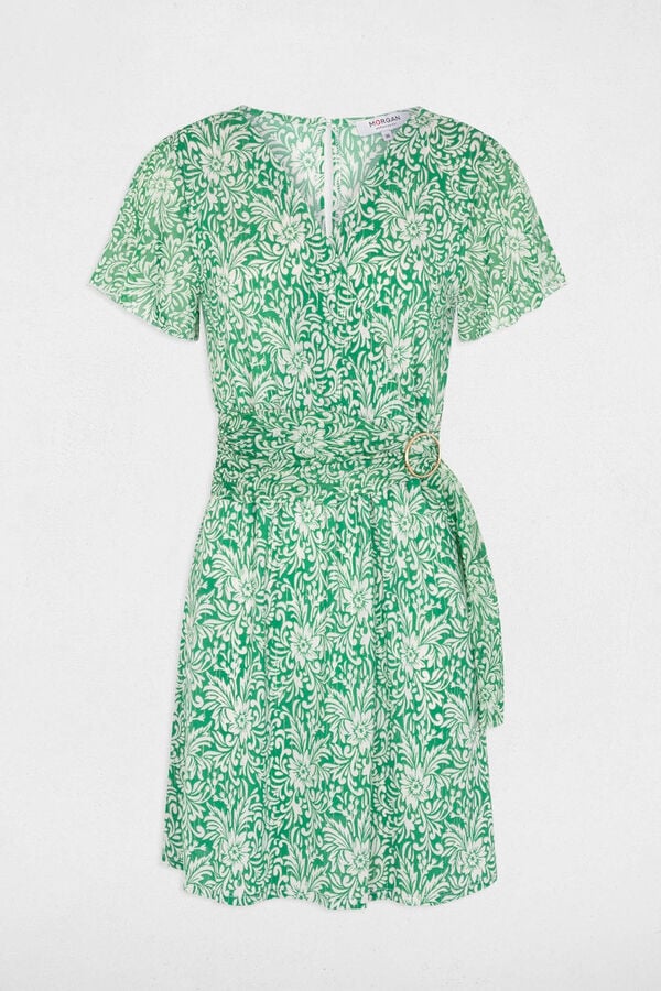 Cortefiel Short printed dress Printed green