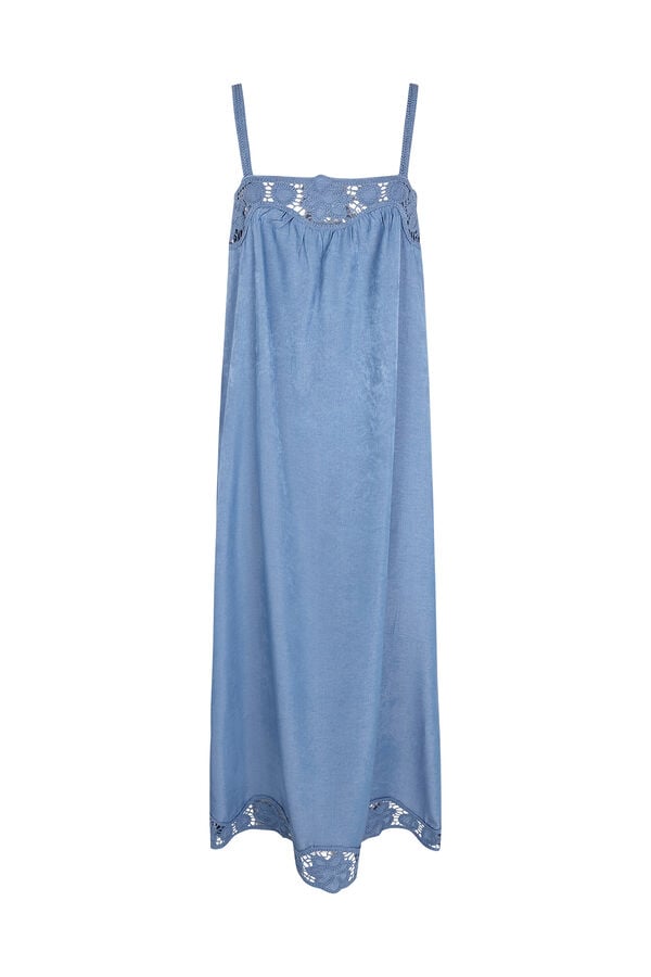 Cortefiel Satin-finish lingerie dress Blue