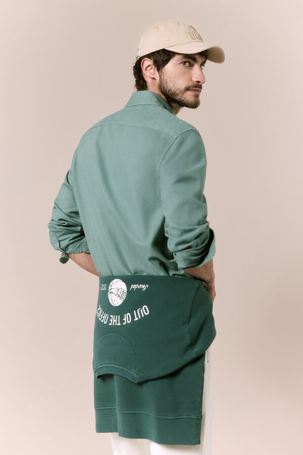 OOTO Camisa manga comprida em algod&atilde;o e linho Verde