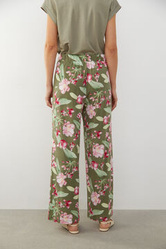 Cortefiel Printed jersey-knit trousers Green