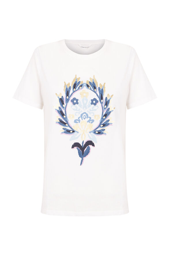 Cortefiel Floral printed T-shirt White