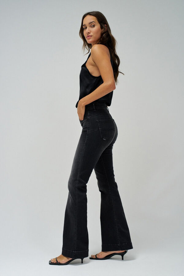 Salsa Calça jeans flare push-in Faith Preto