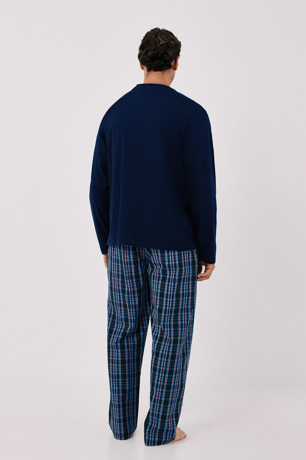 Cortefiel Jersey-knit and fabric pyjamas set Navy