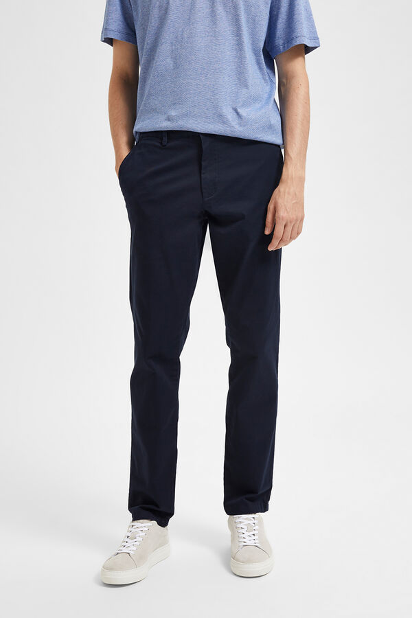 Selected Pantalón chino Slim Fit confeccionado con algodón orgánico Gris