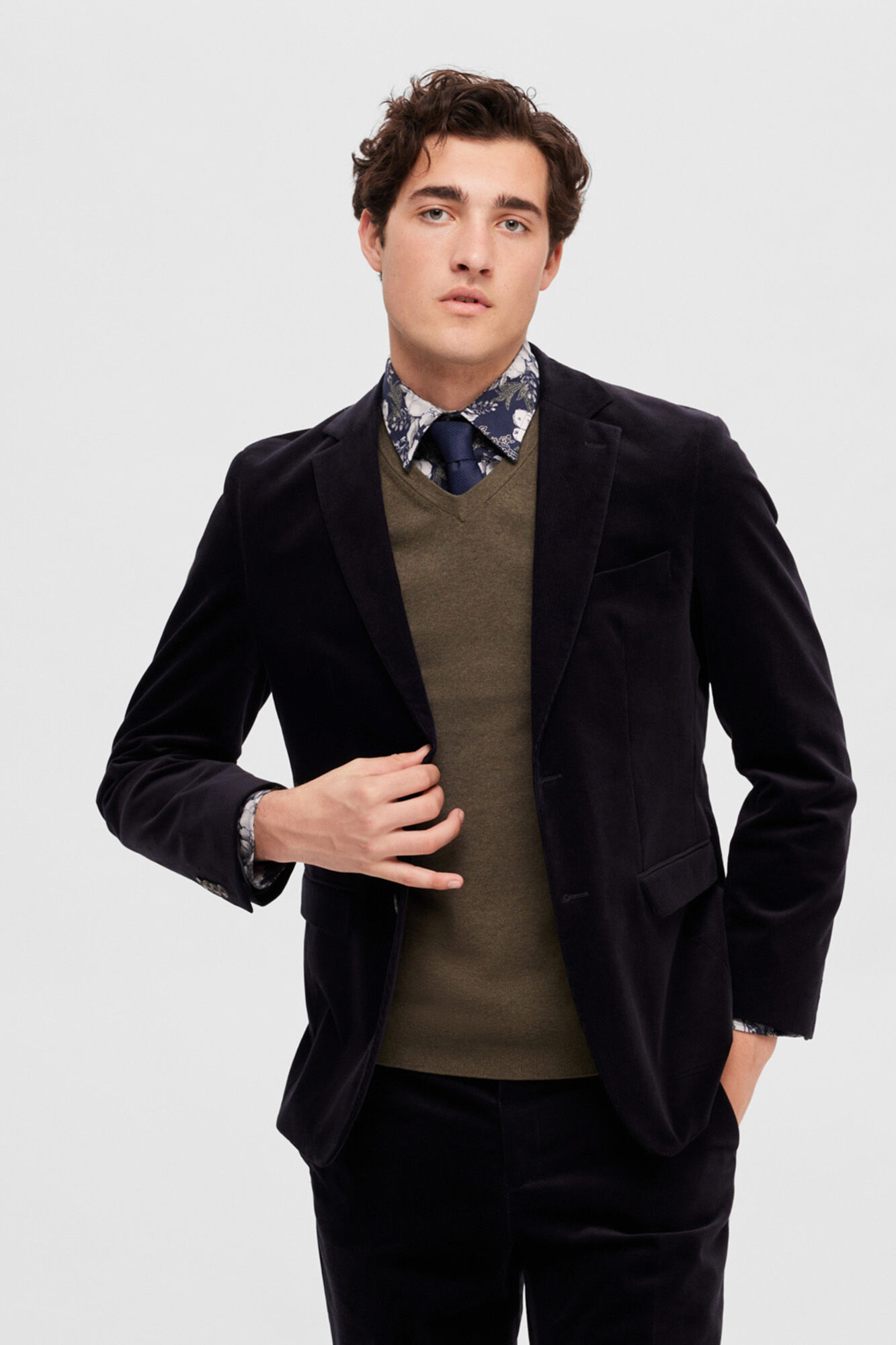 Selected Camisola com gola em bico 100% algod&atilde;o