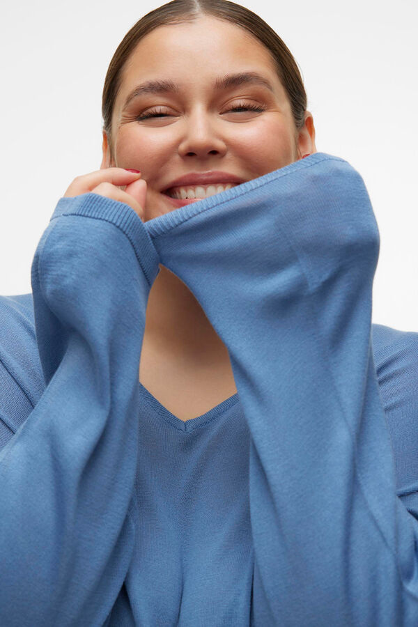 Cortefiel Camisola de manga comprida e gola em bico Curve Azul