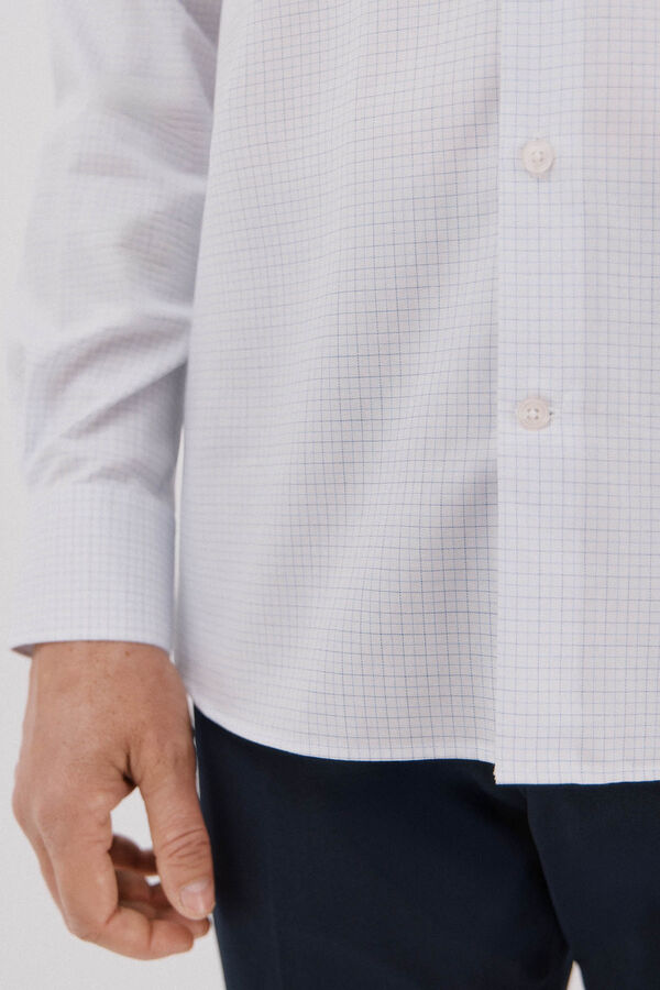 Cortefiel Easy-iron checked dress shirt Blue