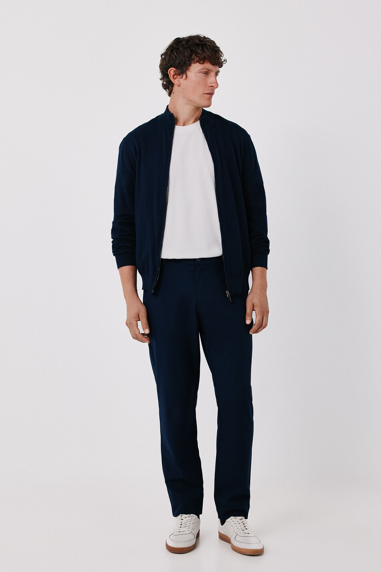 Cortefiel Cotton cashmere knit zip fastening cardigan