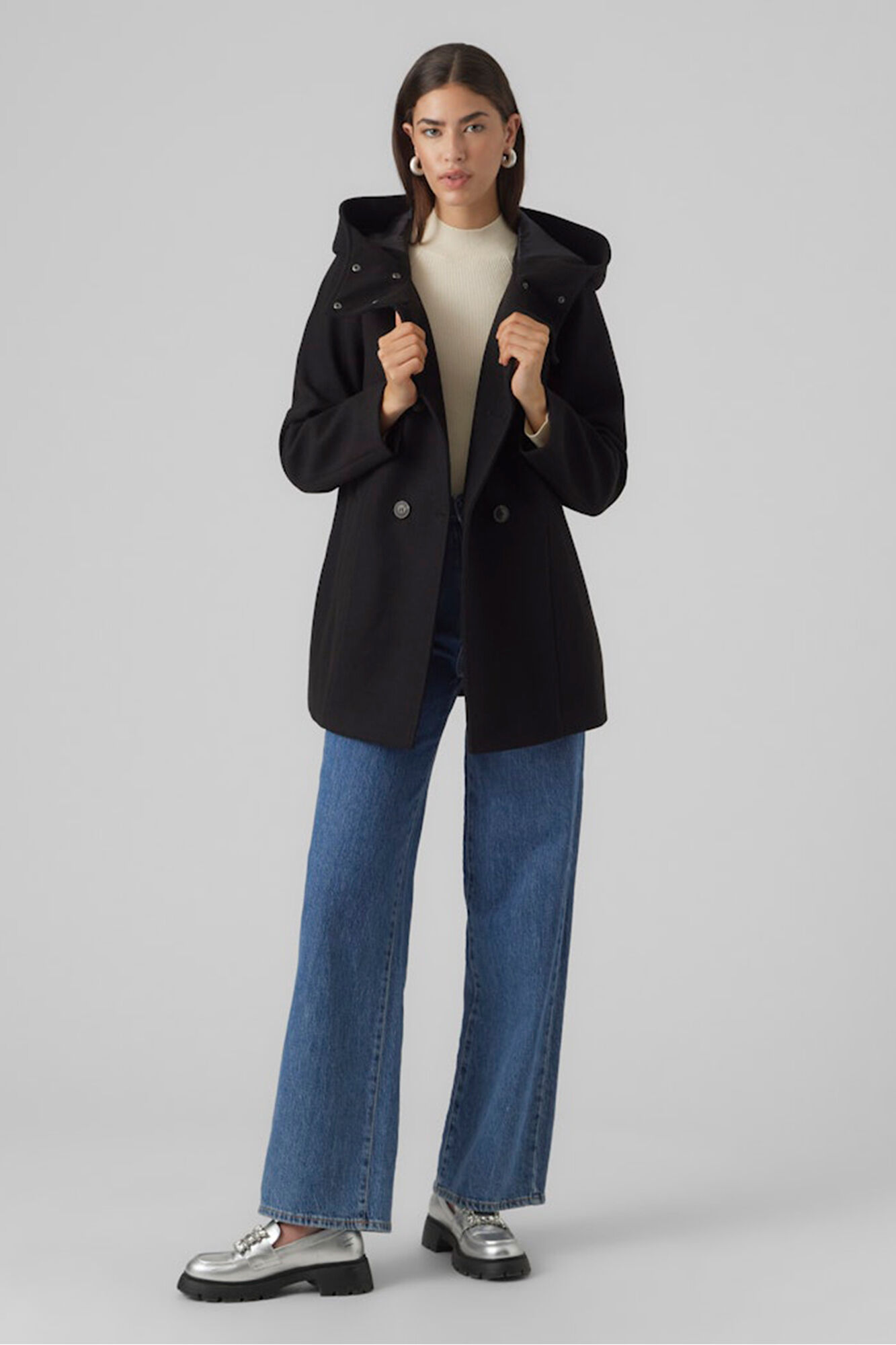 Vero Moda Abrigo de pa&ntilde;o de mujer con capucha