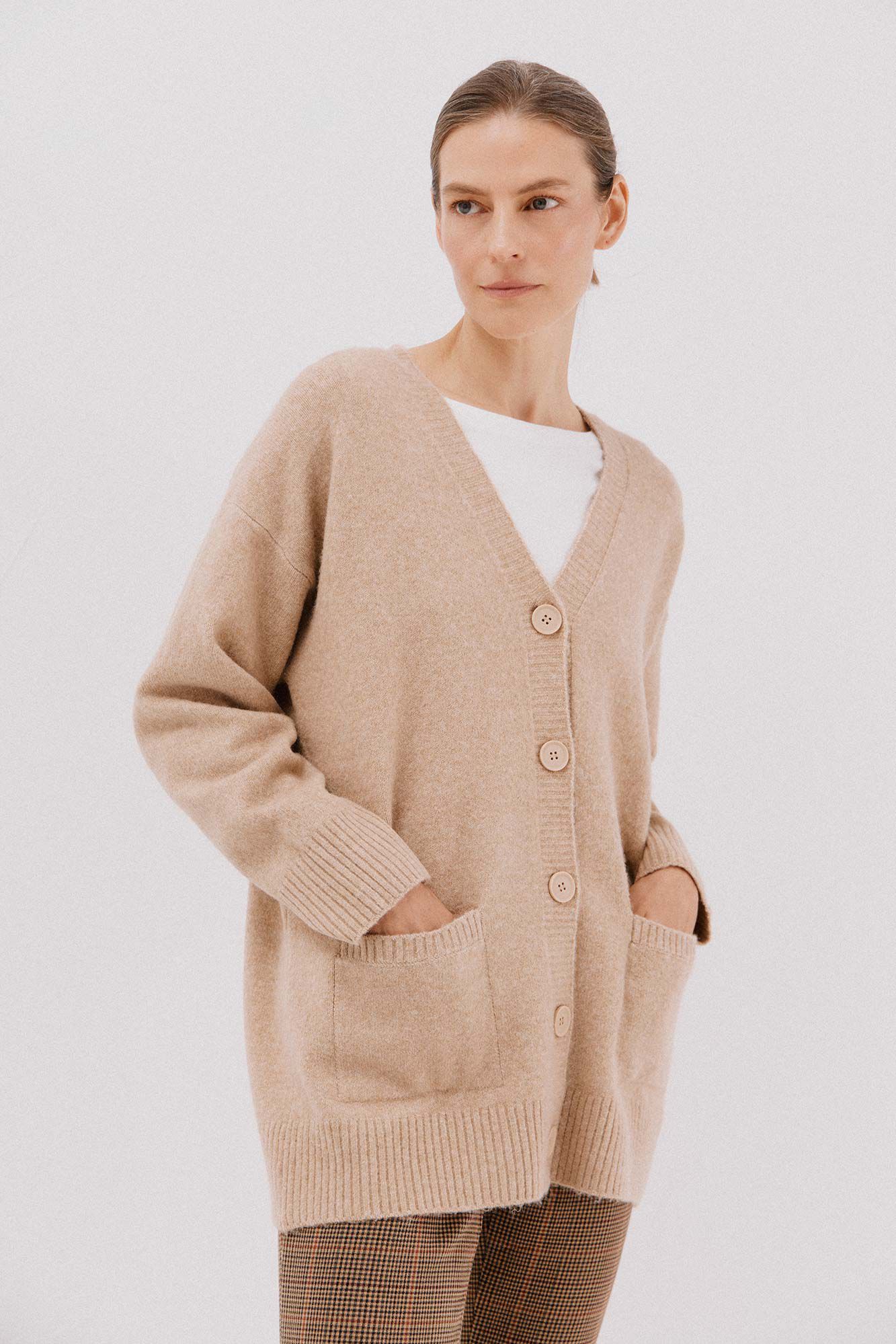 Cortefiel Long cardigan with pockets