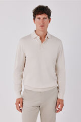 Cortefiel Basic fine knit polo neck jumper Beige