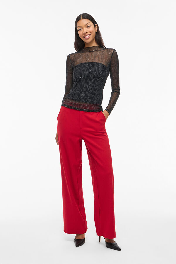 Vila Top transparente com glitter Preto