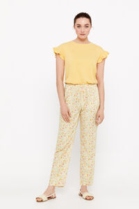 Cortefiel Printed fluid trousers Printed yellow