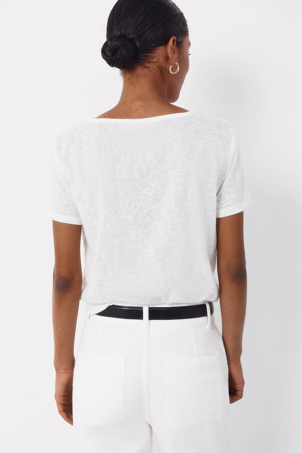 Cortefiel Camiseta com bico e enfeites Branco