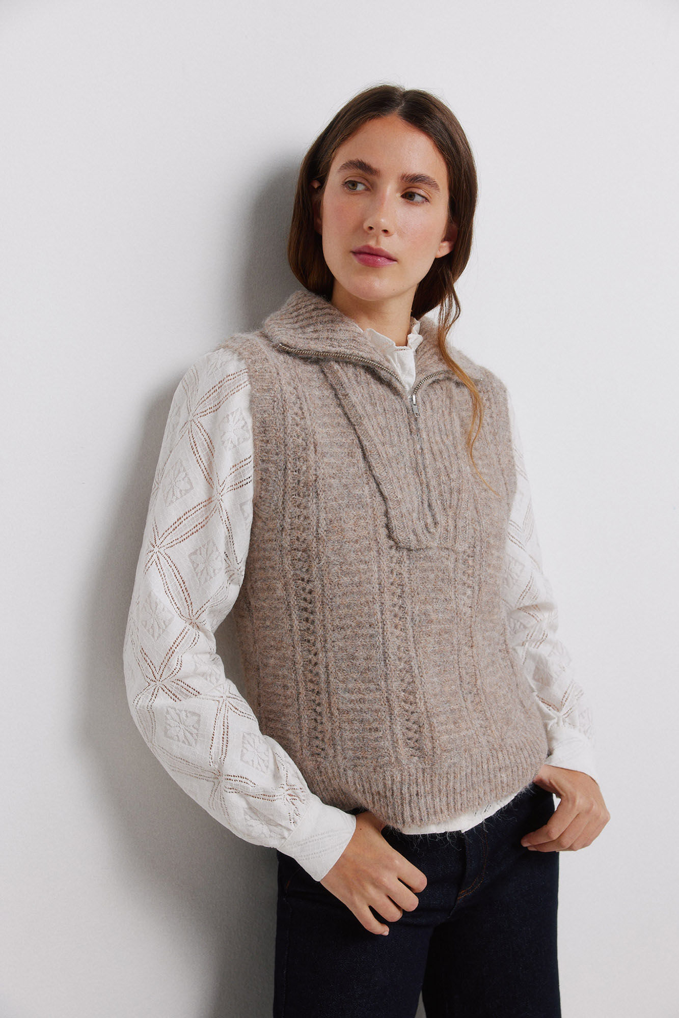 Vila High neck knit gilet