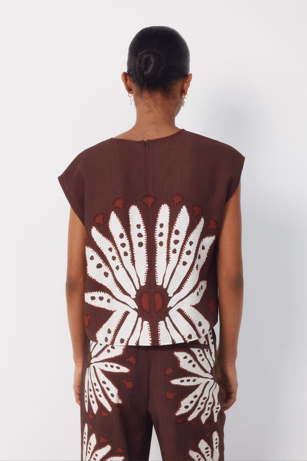 Cortefiel Printed top Orange