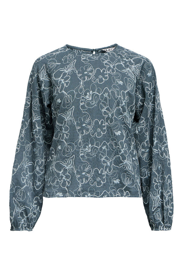 Object Top em tecido bordado Azul