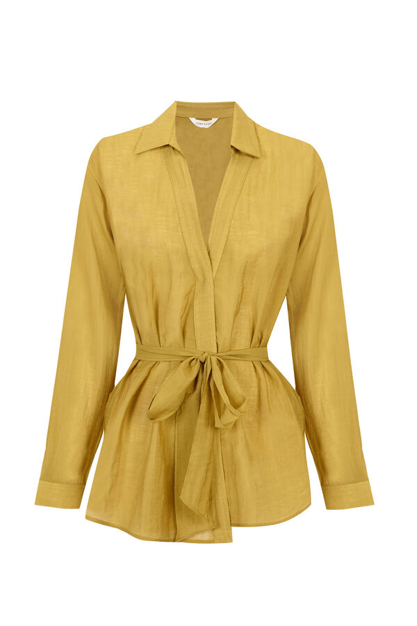 Cortefiel Blusa cruzada ligera Amarillo