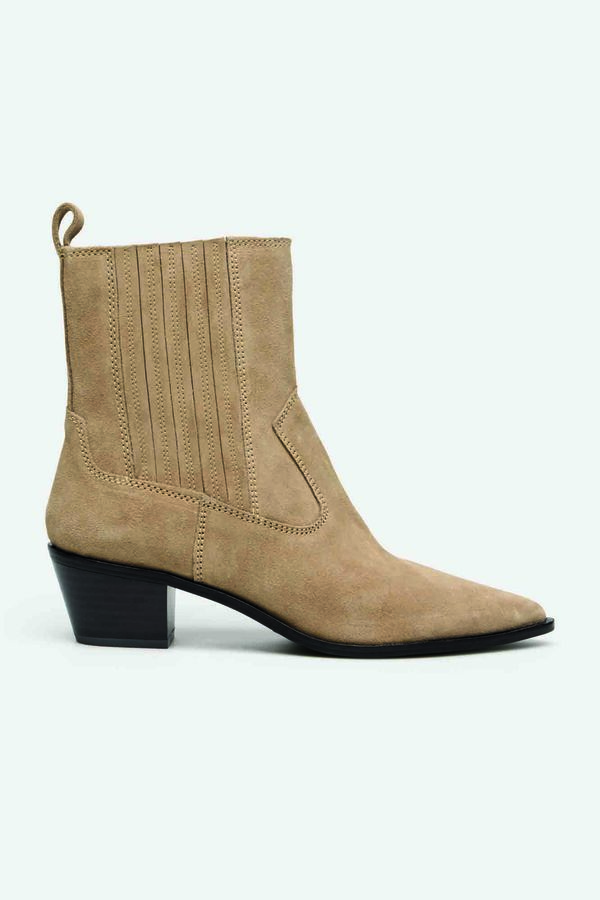 Cortefiel split leather elastic boot Nude