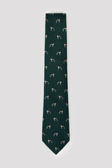 Cortefiel NATURAL silk tie Dark green
