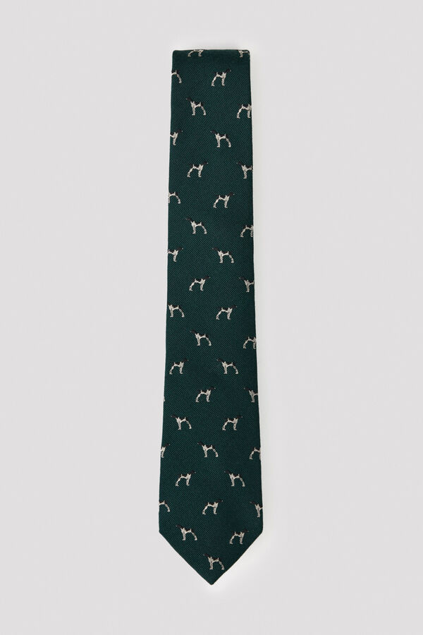Cortefiel NATURAL silk tie Dark green