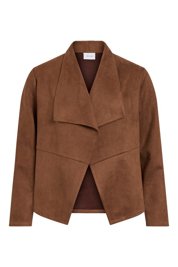Vila Open faux suede jacket Brown