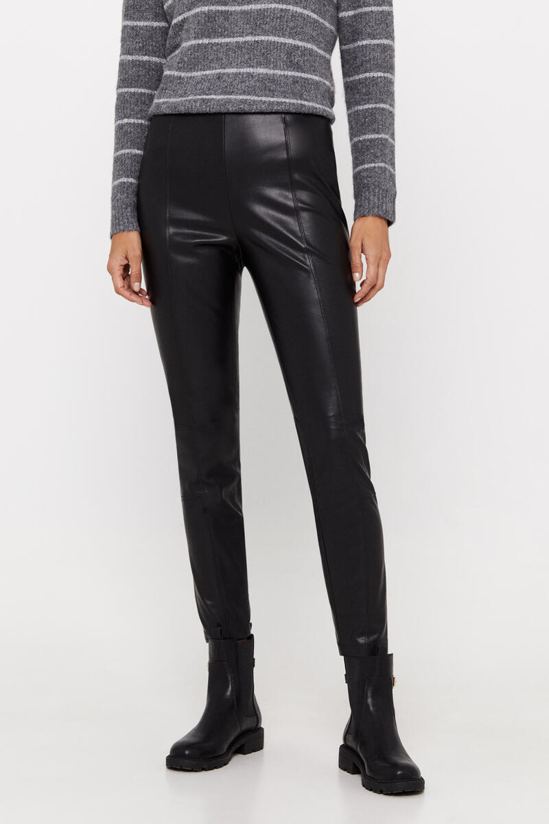 Cortefiel Faux leather leggings Black