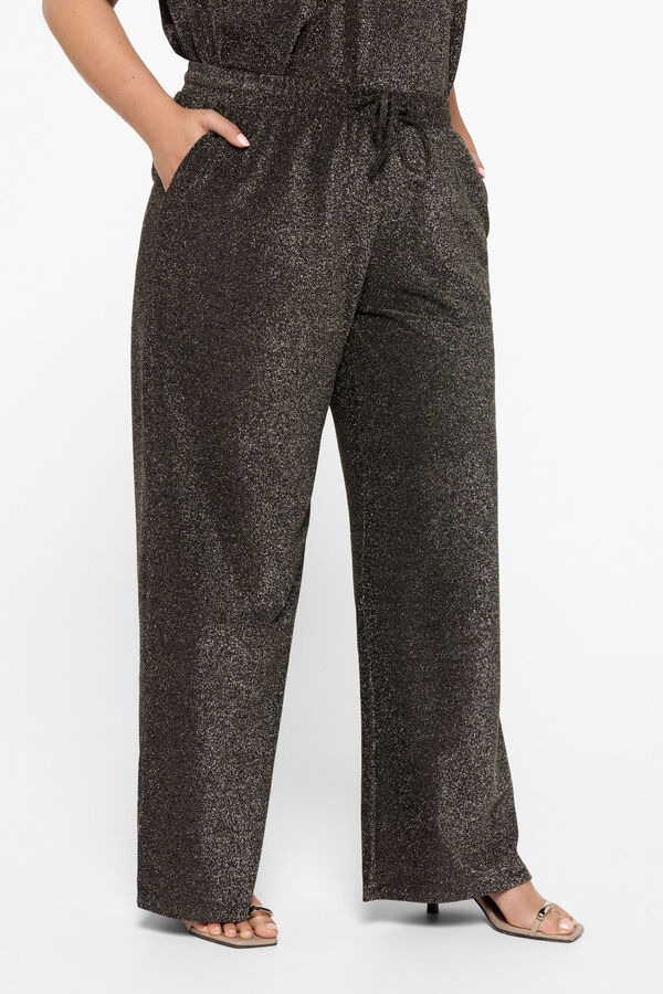 Vero Moda Curve Pantalón fluido de lurex talla grande Negro