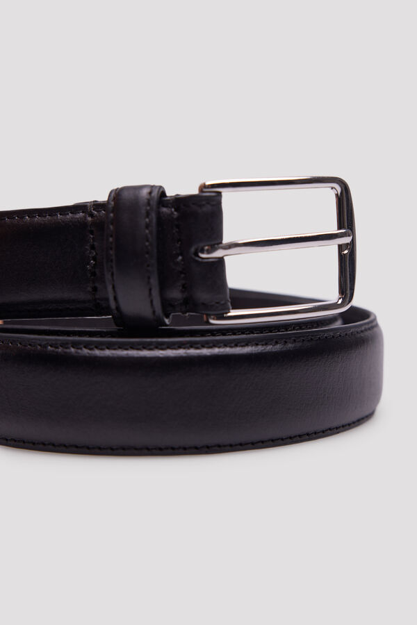 Cortefiel Plain leather dress belt Black