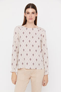 Cortefiel Gathered combined top Printed white