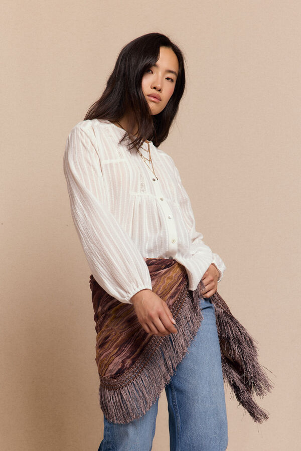 Slowlove Blusa de renda Ecru