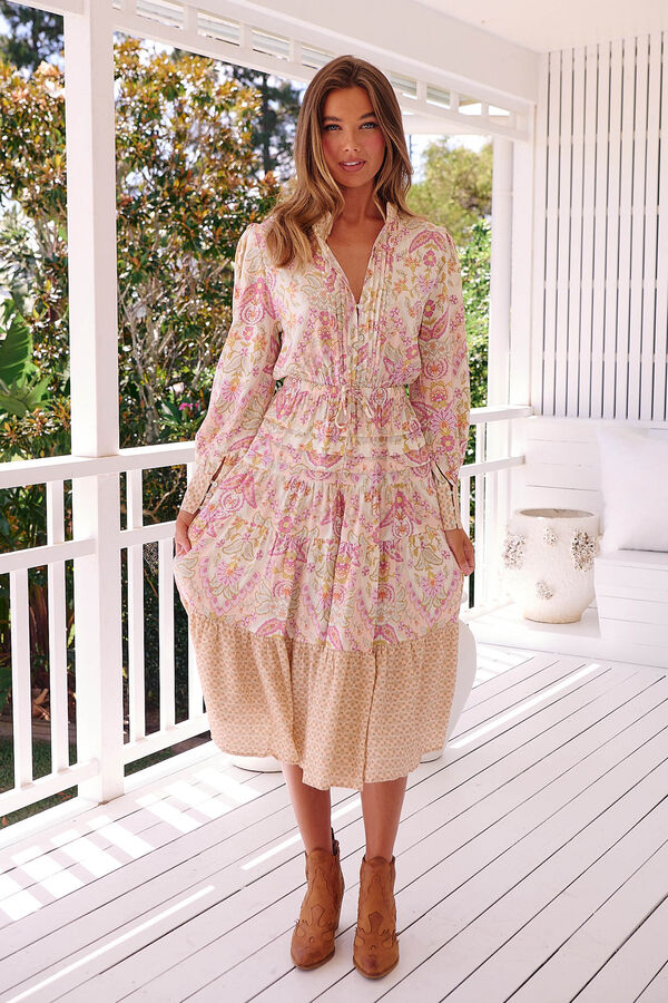 Jaase Vestido midi estampado Serenade Subiu