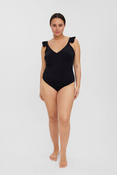 Cortefiel Plus size V-neck swimsuit  Black