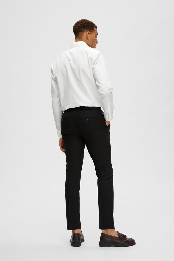 Selected Calças de fato Slim Fit com lã Preto