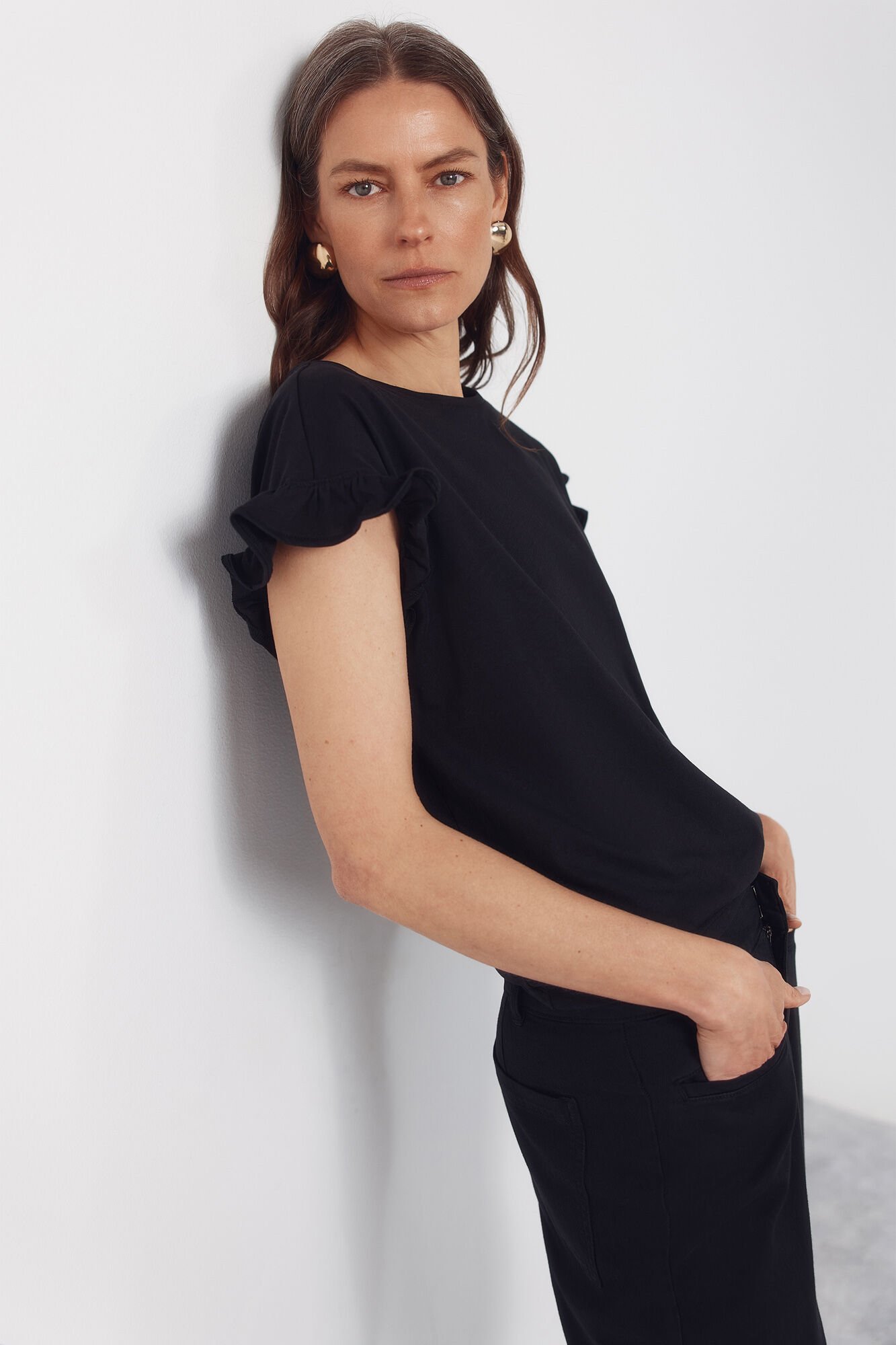 Cortefiel Essential ruffle t-shirt