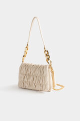 Morgan Mala carteira com pregas Ecru