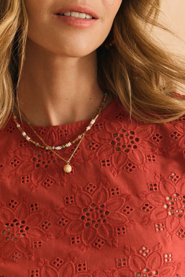 Pol&iacute;n Et Moi Blusa vazada Nora Vermelho