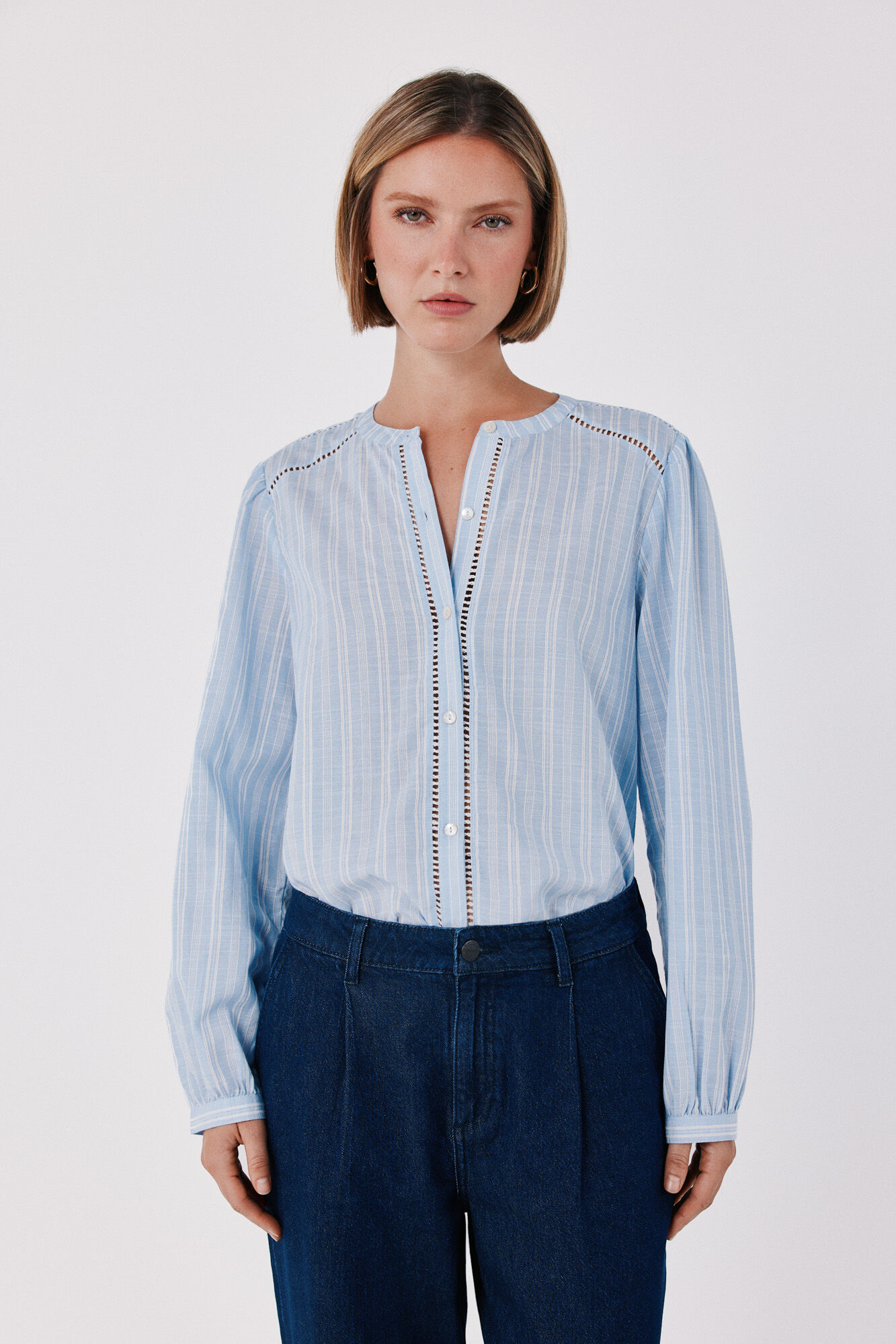 Cortefiel Striped openwork blouse