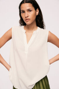 Vila Blusa de viscose mangas com gola mao